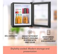 MKS-13 Minibar Minifrigorífico 3 niveles de temperatura Volumen: 30L 23 dB Puerta de cristal negra Klarstein