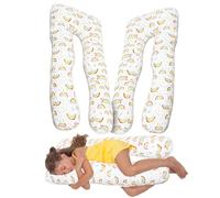 MKS Almohada infantil para cama o dormir, 60 x 120 cm, almohada para dormir de lado, almohada antiestrés, cojín cómodo para controlar el estrés, cojín suave (arco iris)