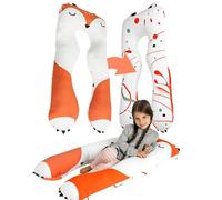 MKS Almohada infantil para cama para dormir 60 x 120 cm, almohada para dormir de lado para niños, almohada antiestrés, cojín cómodo para niños para controlar el estrés, cojín de peluche (zorro)