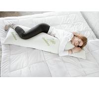 MKS. Almohada para dormir de lado con funda de algodón para adultos | Almohada corporal de longitud completa para el embarazo y apoyo postoperatorio (crema)
