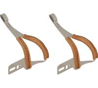 MKS Ganchos de pedal Toe Clip Alloy w/leather marrón M