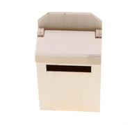 MKTOLHUS Buzón de madera en miniatura casa de muñecas 4,5 x 2,6 x 7 cm | DIY para modelo de buzón de correo en blanco, accesorio de decoración de madera natural para escena de jardín