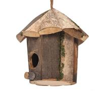 MKTOLHUS Casa de pájaros de madera para exteriores, 16 x 16 cm, caja de anidación rústica natural para decoración de jardín, patio, cabaña de vida silvestre resistente para pájaros para anidar y criar