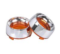 MKVAXR 2PCS Motorcycle Bullet Turn Signal Amber Lens Chrome Trim Ring