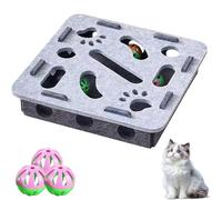MKWGZPGW Enriquecimiento Rompecabezas Rascar Gatos, Caja Laberinto Fieltro Mental, Rascador UñAs Interactivo con 3 Bolas Campana, para Gatos Interior, Enriquecimiento Y Actividad AntiestréS,Grey