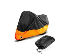 MKWGZPGW Funda Moto para Aprilia Tuono 1100 2015-2024, 190T Poliester Funda Impermeable, con Agujeros Bloqueo, Exterior Interior, Anti Polvo Protección UV,Black Orange-XXXXL(295 * 110 * 140CM)