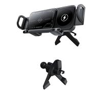 MKWGZPGW Soporte Cargador Inalámbrico Coche 15W para Opel Frontera 2024-2025, Doble Bobina, Compatible con Móviles Plegables y Tablet PC, Carga Rápida Segura,Black-Inverted Hook Base