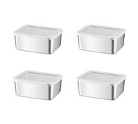 MKYYIOED Fiambrera Acero Inoxidable Bandeja rectangular de acero inoxidable for almacenar alimentos, 1/4 piezas, con tapa, gruesa, for lonchera(4pcs)