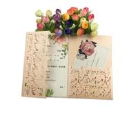 MKYYIOED Invitaciones Boda 10pcs Green Leaves Black hollow Tri-fold Gold Ivory Leaf pocket fold Wedding Invitation Card Invite(Pearl peach2)