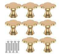 MKYYIOED Pomos Armario 8 pomos de gabinete con diseño trébol cuatro hojas y tornillos, aleación zinc, for tocador, un solo orificio, elegantes tiradores for cajones gabinetes(Gold)