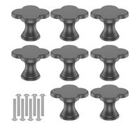 MKYYIOED Pomos Armario 8 pomos de gabinete con diseño trébol cuatro hojas y tornillos, aleación zinc, for tocador, un solo orificio, elegantes tiradores for cajones gabinetes(Grey)