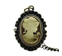 MKYYIOED Reloj De Bolsillo Bronze Women Pattern Quartz Pocket Watch Classic with Fob Chain For Men