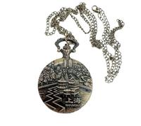 MKYYIOED Reloj De Bolsillo Pocket Watch Quartz with Chain Hollow Cover Necklace Bronze Color Alloy Fob Clock Men(Brown)