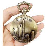 MKYYIOED Reloj De Bolsillo Pocket Watch Quartz with Chain Hollow Cover Necklace Bronze Color Alloy Fob Clock Men