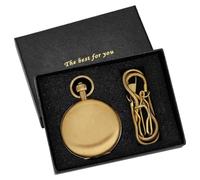 MKYYIOED Reloj De Bolsillo Reloj de Bolsillo mecánico Manual for Hombre con Colgante Cadena Antigua(Gold with Box)