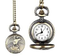 MKYYIOED Reloj De Bolsillo Retro Fashion Pocket Watch For Men Women Bronze Quartz Alloy Hollow Gear Carved Case with Chain(B Type 1pcs)
