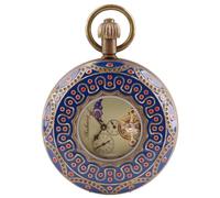 MKYYIOED Reloj De Bolsillo Vintage Bronze Chronograph Mechanical Pocket Watches For Men Women Retro Necklace Chain Clock Hand Wind Fob Watch(Double Open)