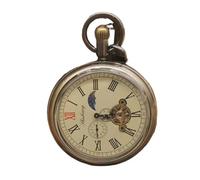 MKYYIOED Reloj De Bolsillo Vintage Bronze Chronograph Mechanical Pocket Watches For Men Women Retro Necklace Chain Clock Hand Wind Fob Watch(Without Cover)