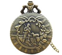 MKYYIOED Reloj De Bolsillo Vintage Bronze Pattern Male and Female Quartz Necklace Pocket Watch