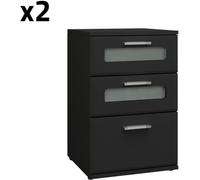 ML-Design 2x mesitas de noche con 3 cajones 40 x 60 x 38 cm negro