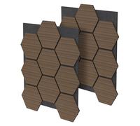 ML-Design 2X Paneles Acústicos Hexagonales 66,5x81x2cm 1 m² MDF Tratamiento de Insonorización Marrón Aislamiento Fónico de Pared Puerta Techo Absorbente de Ruido Decorativo para Set Up, Oficina