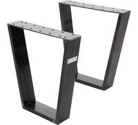 ML-Design 2x patas de mesa industrial 40x43cm acero en polvo negro en forma de v