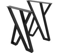 ML-Design 2x patas de mesa industrial 50 x al 71cm acero negro diseño en forma x