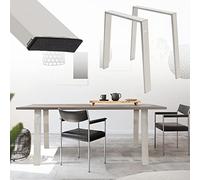 ML-Design 2X Patas de Mesa Loft 75 x 72 cm Soporte Plateado de Acero Inoxidable Bastidor para Mesa de Centro Base de Tablero Sostén para Esctritorio Pie Armazón Velador Marco Diseño Industrial