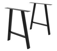 ML-Design 2X Patas para Mesa Metálicas, Negras, Soportes de Mueble para Comedor y Escritorio, Forma de A en Acero, 60x72cm, para Exterior Resistentes a la Intemperie, Perfil Ovalado, Altura Regulable