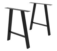 ML-Design 2X Patas para Mesa Metálicas, Negras, Soportes de Mueble para Comedor y Escritorio, Forma de A en Acero, 60x72cm, Perfil Plano para Exterior Resistentes a la Intemperie, Altura Regulable