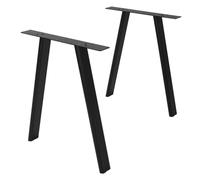 ML-Design 2X Patas para Mesa Metálicas, Soportes de Mueble para Comedor y Escritorio, Forma de A en Acero, 60x72cm, para Exterior Resistentes a la Intemperie, Perfil Plano, Altura Ajustable, Negro