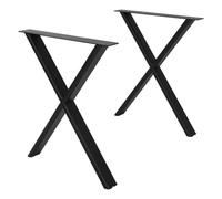 ML-Design 2X Patas para Mesa Metálicas, Soportes de Mueble para Comedor y Escritorio, Forma de X en Acero, 60x72cm, para Exterior Resistentes a la Intemperie, Perfil Plano, Altura Regulable, Negro