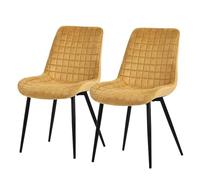 ML-Design 2X Sillas de Comedor Amarillo Mostaza con Respaldo, Asiento Terciopelo Acolchado Tapizado de Terciopelo con Patas de Metal Sillón de Diseño Moderno para Mesa de Salón, Escritorio o Cocina