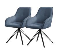 ML-Design 2X Sillas de Comedor Giratoria con Respaldo y Reposabrazos Asientos Azul de Tela Tejida Tapizado con Patas de Metal Sillón Diseño Ergonómico Moderno para Salón, Escritorio o Cocina