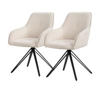 ML-Design 2X Sillas de Comedor Giratoria con Respaldo y Reposabrazos Asientos Crema de Tela Tejida Tapizado con Patas de Metal Sillón Diseño Ergonómico Moderno para Salón, Escritorio o Cocina