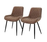 ML-Design 2X Sillas de Comedor Marrón Estilo Retro Asiento Tapizado Aspecto de Piel Sintética Patas de Metal Negras con Respaldo y Apoyabrazos Sillón Moderno para Salón Oficina Dormitorio Cocina
