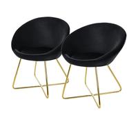 ML-Design 2X Sillas de Comedor Negro Ergonómicas, Asiento Tapizado Aspecto de Terciopelo Patas de Metal con Respaldo y Reposabrazos Sillón Moderno para Mesa de Salón Oficina Dormitorio Cocina