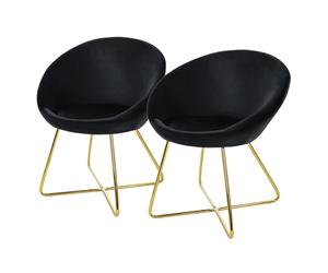 ML-Design 2X Sillas de Comedor Negro Ergonómicas, Asiento Tapizado Aspecto de Terciopelo Patas de Metal con Respaldo y Reposabrazos Sillón Moderno para Mesa de Salón Oficina Dormitorio Cocina