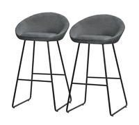 ML-Design 2X Taburetes de Bar Altos Antracita con Funda de Tela 75cm Sillas con Estructura Metálica Asientos de Cocina con Respaldo y Reposapíes, Sillones de Barra, Mueble de Mostrador de Bistro