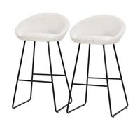 ML-Design 2X Taburetes de Bar Altos Beige con Funda de Tela 75cm, Sillas con Estructura Metálica, Asientos de Cocina con Respaldo y Reposapíes, Sillones de Barra, Mueble de Mostrador de Bistro