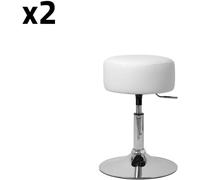 ML-Design 2x taburetes de maquillaje acero cromado blanco ø 33cm