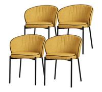 ML-Design 4X Sillas de Comedor en Color Mostaza, Asiento Sofá de Salón con Revestimiento de Tela Mueble con Respaldo y Patas de Metal, Sillónes Tapizados Ergonómicos de Cocina o Sala de Estar