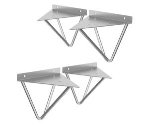 ML-Design 4X Soporte de Estante 160 mm Gris de Metal Estilo Industrial en Forma Triangular para Estantería de Pared Flotante Elegante y Minimalista Prisma Horquilla Decorativa para Muebles