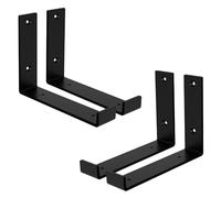 ML-Design 4X Soporte de Estante 20x4x14 cm Negro de Metal Estilo Industrial en Forma de L Original para Estantería de Pared 8 Pulgadas Apto para Balda o Repisa Flotante, Proyectos DIY de Bricolaje