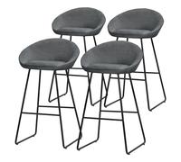 ML-Design 4X Taburetes de Bar Altos Antracita con Funda de Tela 75cm Sillas con Estructura Metálica Asientos de Cocina con Respaldo y Reposapíes, Sillones de Barra, Mueble de Mostrador de Bistro