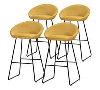 ML-Design 4X Taburetes de Bar Altos Mostaza con Funda de Tela 75cm, Sillas con Estructura Metálica, Asientos de Cocina con Respaldo y Reposapíes, Sillones de Barra, Mueble de Mostrador de Bistro