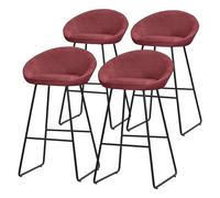 ML-Design 4X Taburetes de Bar Altos Rojos con Funda de Tela 75cm, Sillas con Estructura Metálica, Asientos de Cocina con Respaldo y Reposapíes, Sillones de Barra, Mueble de Mostrador de Bistro