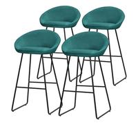 ML-Design 4x Taburetes de Bar Altos Turquesa Oscuro con Funda de Tela 75cm Sillas con Estructura Metálica Asientos de Cocina con Respaldo y Reposapíes, Sillones de barra, Mueble de Mostrador de Bistro
