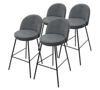 ML-Design 4X Taburetes de Bar Antracita con Tapizado de Tela, 75cm, Sillas con Estructura Metálica, Asientos de Cocina con Respaldo y Reposapíes, Sillones de Barra, Mueble de Mostrador de Bistro