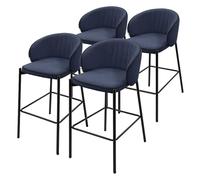 ML-Design 4X Taburetes de Bar Azul Oscuro con Tapizado de Tela 76cm Sillas con Estructura Metálica, Asientos de Cocina con Respaldo y Reposapíes, Sillones de Barra, Mueble de Mostrador de Bistro